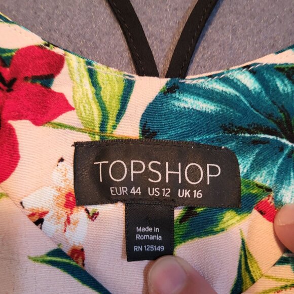 TOPSHOP Womens SZ 12 Floral Double Strap Tank Top Summer Spring - Picture 4 of 7